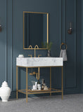 Marmo Contemporary Bathroom Vanity with Elegant Artificial Marble and Stylish Stainless Steel Base
