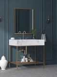 Marmo Contemporary Bathroom Vanity with Elegant Artificial Marble and Stylish Stainless Steel Base