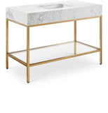 Marmo Contemporary Bathroom Vanity with Elegant Artificial Marble and Stylish Stainless Steel Base