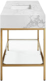 Marmo Contemporary Bathroom Vanity with Elegant Artificial Marble and Stylish Stainless Steel Base