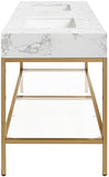 Marmo Contemporary Bathroom Vanity with Elegant Artificial Marble and Stylish Stainless Steel Base