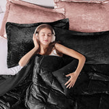 Crushed Velvet 4-Piece Comforter or Duvet Cover Set, Black