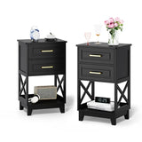 Nightstand Set of 2, Side Table with 2 Drawers