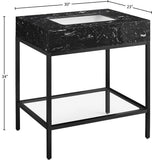 Marmo Contemporary Bathroom Vanity with Elegant Artificial Marble and Stylish Stainless Steel Base
