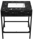 Marmo Contemporary Bathroom Vanity with Elegant Artificial Marble and Stylish Stainless Steel Base