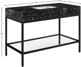 Marmo Contemporary Bathroom Vanity with Elegant Artificial Marble and Stylish Stainless Steel Base