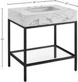 Marmo Contemporary Bathroom Vanity with Elegant Artificial Marble and Stylish Stainless Steel Base