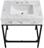 Marmo Contemporary Bathroom Vanity with Elegant Artificial Marble and Stylish Stainless Steel Base