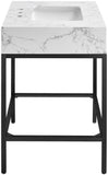 Marmo Contemporary Bathroom Vanity with Elegant Artificial Marble and Stylish Stainless Steel Base