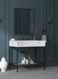 Marmo Contemporary Bathroom Vanity with Elegant Artificial Marble and Stylish Stainless Steel Base