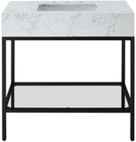 Marmo Contemporary Bathroom Vanity with Elegant Artificial Marble and Stylish Stainless Steel Base