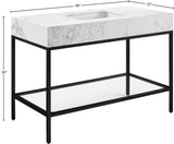 Marmo Contemporary Bathroom Vanity with Elegant Artificial Marble and Stylish Stainless Steel Base