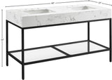 Marmo Contemporary Bathroom Vanity with Elegant Artificial Marble and Stylish Stainless Steel Base