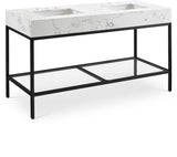 Marmo Contemporary Bathroom Vanity with Elegant Artificial Marble and Stylish Stainless Steel Base
