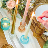 Clear Ribbed Glass Candle Holder Set of 6