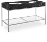 Marmo Contemporary Bathroom Vanity with Elegant Artificial Marble and Stylish Stainless Steel Base