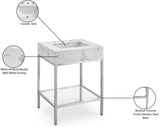Marmo Contemporary Bathroom Vanity with Elegant Artificial Marble and Stylish Stainless Steel Base