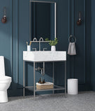 Marmo Contemporary Bathroom Vanity with Elegant Artificial Marble and Stylish Stainless Steel Base