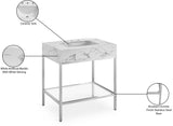 Marmo Contemporary Bathroom Vanity with Elegant Artificial Marble and Stylish Stainless Steel Base