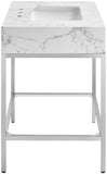Marmo Contemporary Bathroom Vanity with Elegant Artificial Marble and Stylish Stainless Steel Base