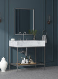 Marmo Contemporary Bathroom Vanity with Elegant Artificial Marble and Stylish Stainless Steel Base