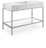 Marmo Contemporary Bathroom Vanity with Elegant Artificial Marble and Stylish Stainless Steel Base