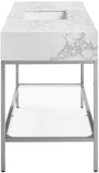 Marmo Contemporary Bathroom Vanity with Elegant Artificial Marble and Stylish Stainless Steel Base