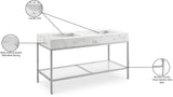 Marmo Contemporary Bathroom Vanity with Elegant Artificial Marble and Stylish Stainless Steel Base