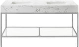 Marmo Contemporary Bathroom Vanity with Elegant Artificial Marble and Stylish Stainless Steel Base