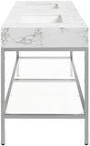 Marmo Contemporary Bathroom Vanity with Elegant Artificial Marble and Stylish Stainless Steel Base