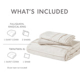 Grid Pattern Soft Washed Pleated Duvet Cover Set, Neutral