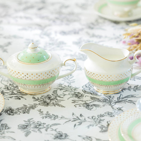 Grace Teaware Mint Green Stripe Sugar & Creamer Set