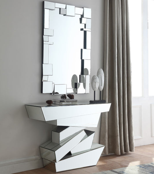 Jade Glass Modern Geometric Mirror - Stunning Contemporary Design for Stylish Home Decor & Elegance