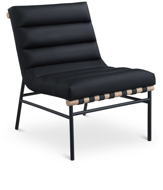 Burke Vegan Leather Accent Chair - Casual Comfort with Armless Design and Stylish Metal Frame