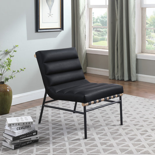 Burke Vegan Leather Accent Chair - Casual Comfort with Armless Design and Stylish Metal Frame
