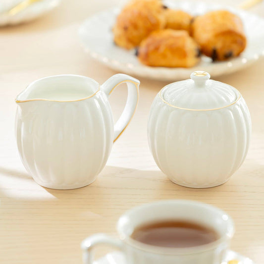 Grace Teaware White Gold Shell Sugar & Creamer Set