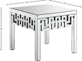 Aria Mirrored Contemporary End Table with Geometric Frame – Stylish Accent for Modern Spaces