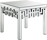 Aria Mirrored Contemporary End Table with Geometric Frame – Stylish Accent for Modern Spaces