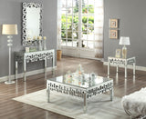 Aria Mirrored Contemporary End Table with Geometric Frame – Stylish Accent for Modern Spaces