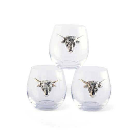 Longhorn Stemless Wine Glasses - Set of 4