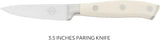 Sur La Table Kitchen Essentials Tasting Kitchen German Steel Paring Knife, 3.5-Inch Stainless Steel Blade – Professional Kitchen Knife with White Handle and Forged Full Tang