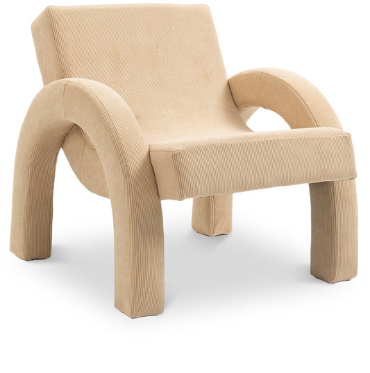 Corduroy Accent Chair - Luxurious Upholstered Comfort with Stylish Half Rounded Arms for Your Home