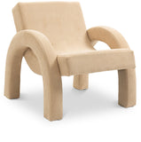 Corduroy Accent Chair - Luxurious Upholstered Comfort with Stylish Half Rounded Arms for Your Home