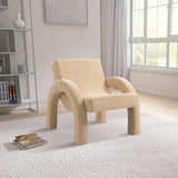 Corduroy Accent Chair - Luxurious Upholstered Comfort with Stylish Half Rounded Arms for Your Home