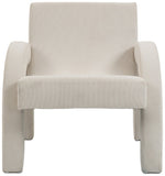 Corduroy Accent Chair - Luxurious Upholstered Comfort with Stylish Half Rounded Arms for Your Home