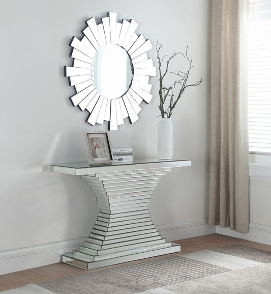 Nexus Glass Sunburst Mirror - Striking Geometric Design for Bold Modern Home Décor, 36" W x 36" H