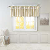 Silky Twist Tab with Bead Trim Window Valance, Champagne