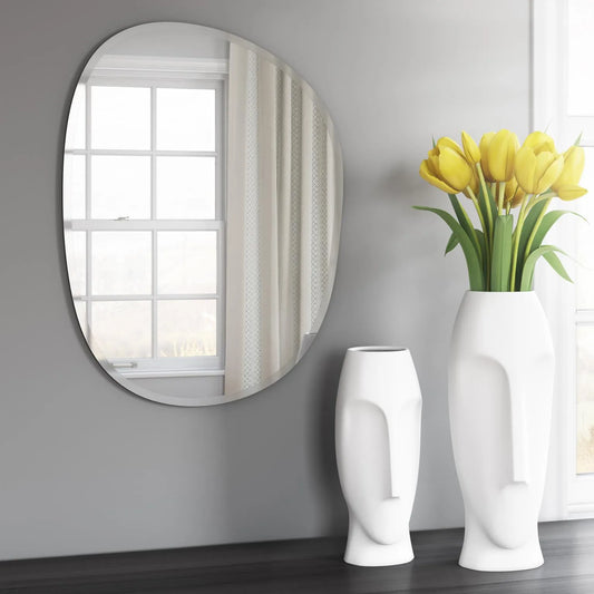 Abstract Faces Matte White Ceramic Vases -Set of 2