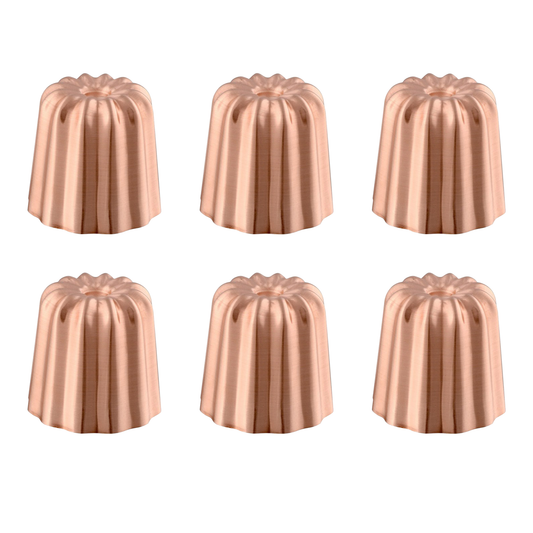 Mauviel M'Passion 6-Piece Copper Tinned Canele Mold Set, 1.8-In