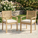 2-Piece All Weather Acacia Wood Outdoor Dining Chairs with Weather-Resistant Cushions